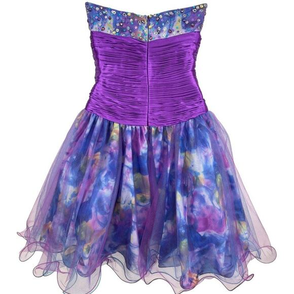 Alyce Designs Strapless Blue Purple Sweetheart Sequin Prom Formal Dress sz 2 - Picture 14 of 16